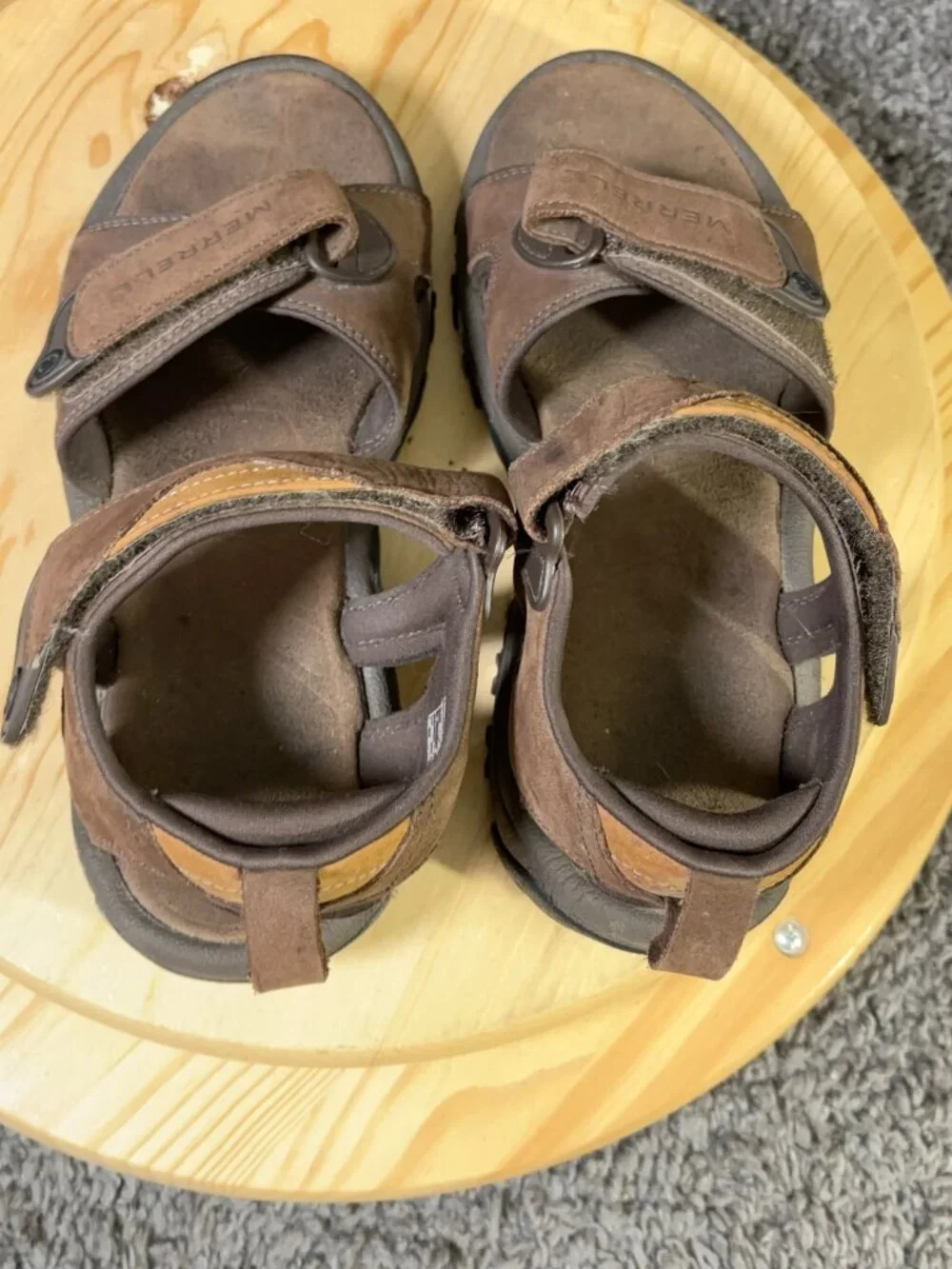 Merrell Strider IV Hiking Sandals Mens Size 7 Brown Leather Outdoor Trail Shoes